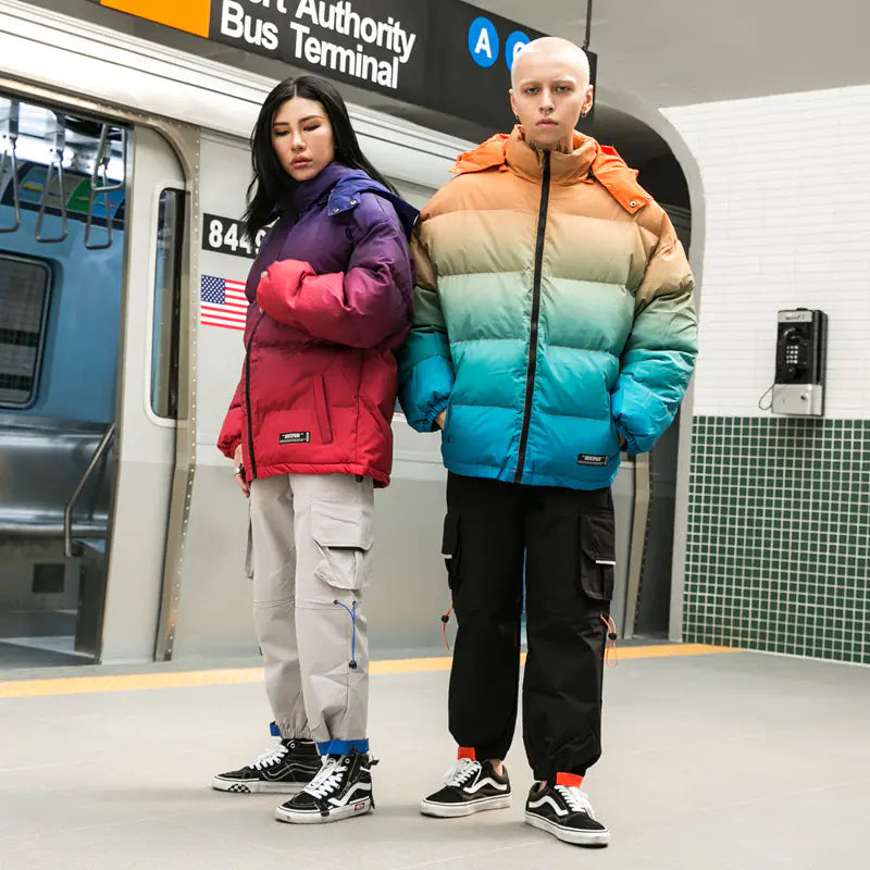 Gradient Hoodie Cotton Jacket for Men - Winter Outerwear