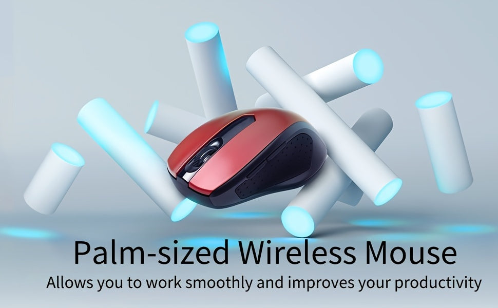 [2400 DPI Ergo Grips Mouse] Wireless Mouse, D-09 Computer Mouse USB Cordless Mice For Laptop, Ergo Grips, Lightspeed 5-Level 2400 DPI, 16 Months Battery, Portable For PC Mac Chromebook (Red, 1 Pack)