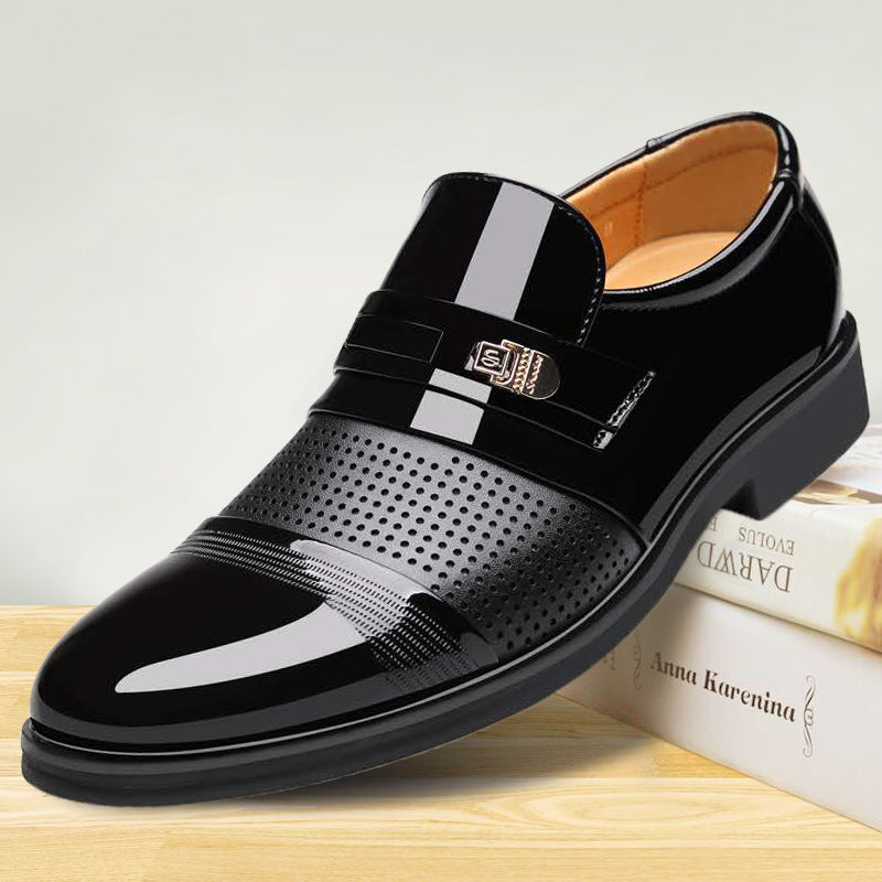 Men's Low-Top Formal PU Leather Shoes – Classic Dress Shoes with Rubber Sole
