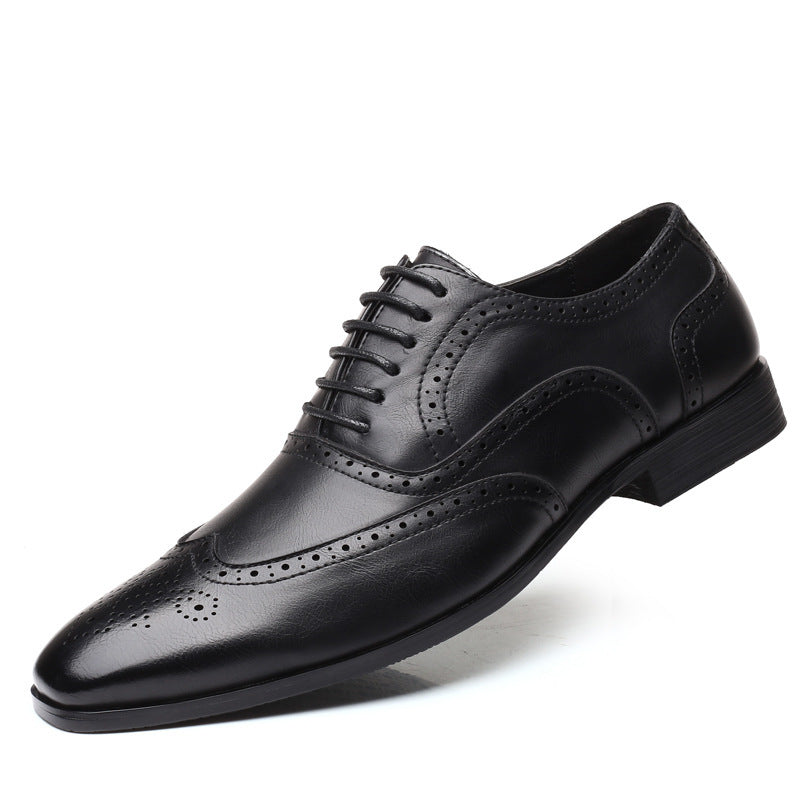 Men's Breathable Leather Shoes Black Soft Leather Soft Bottom Spring And Autumn Best Man Men's Business Formal Wear Casual Shoe