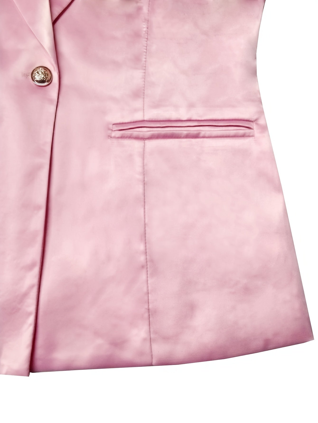 Elegant Women'S Pink Polyester Blazer - Solid Color, Regular Fit with Single-Breasted Button Detail, Versatile All-Season Jacket for Formal or Casual Attire, Allseason Jacket|Sophisticated Suit|Polyester Jacket, Ladies Blazer