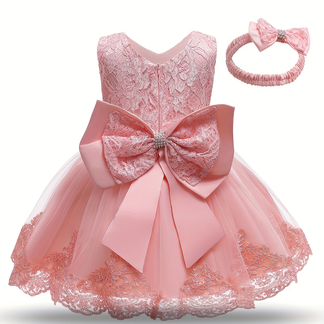 Baby One Year Old Children's Dress Full Moon Baptism Dress Lace Girl's Puffy Princess Dress