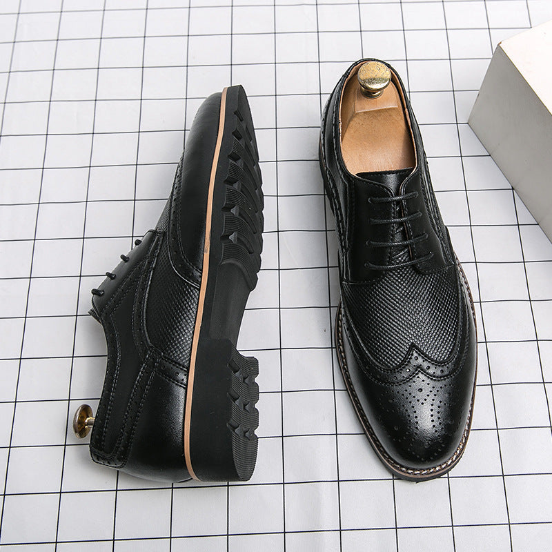 Men's Breathable Leather Shoes Black Soft Leather Soft Bottom Spring And Autumn Best Man Men's Business Formal Wear Casual Shoe