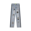 American Street Retro Tattered Jeans Washed Jeans