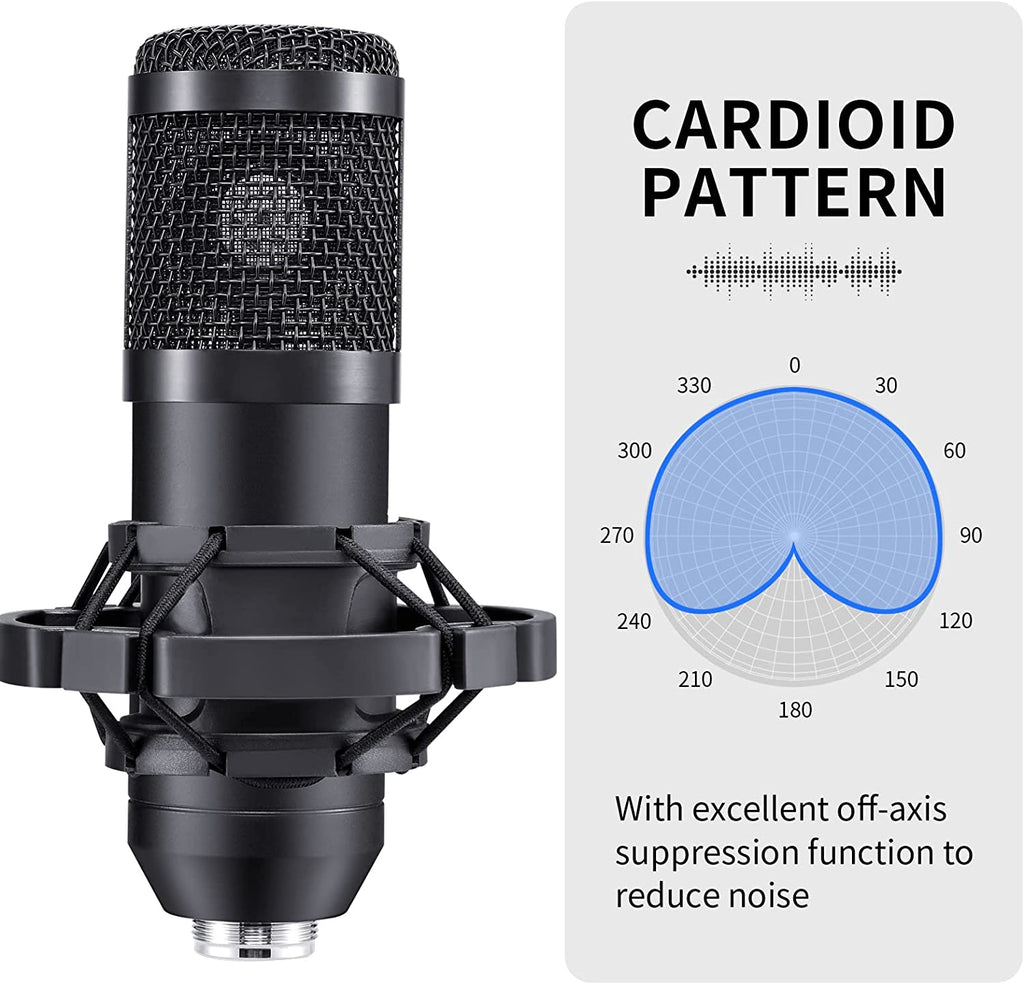 192kHz/24Bit Professional USB Microphone, Plug & Play PC Computer Condenser Cardioid Mic Kit with Sound Advanced Chipset for Streaming, Podcast, Studio Recording and Games