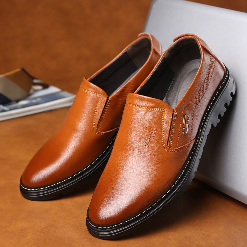 Men's Breathable Leather Shoes Black Soft Leather Soft Bottom Spring And Autumn Best Man Men's Business Formal Wear Casual Shoe