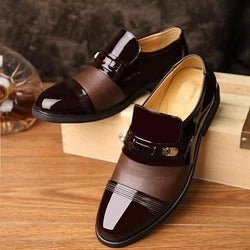 Men's Patent Leather Business Casual Shoes – Breathable Rubber Sole | US 5.5–12.5