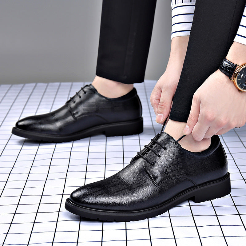 Men's Breathable Leather Shoes Black Soft Leather Soft Bottom Spring And Autumn Best Man Men's Business Formal Wear Casual Shoe