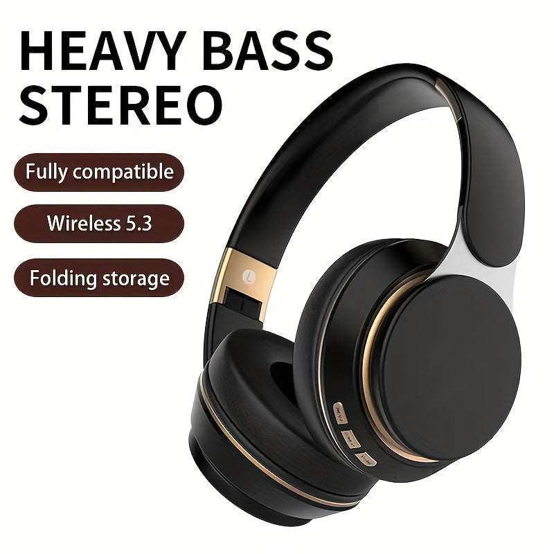 Wireless Headphones, Portable Over Ear Headphones, Foldable Headphones With Mic, FM Radio, 3.5MM AUX Cable, Soft-Earpads, Support TF Card Play For Travel Home Office Cellphone PC