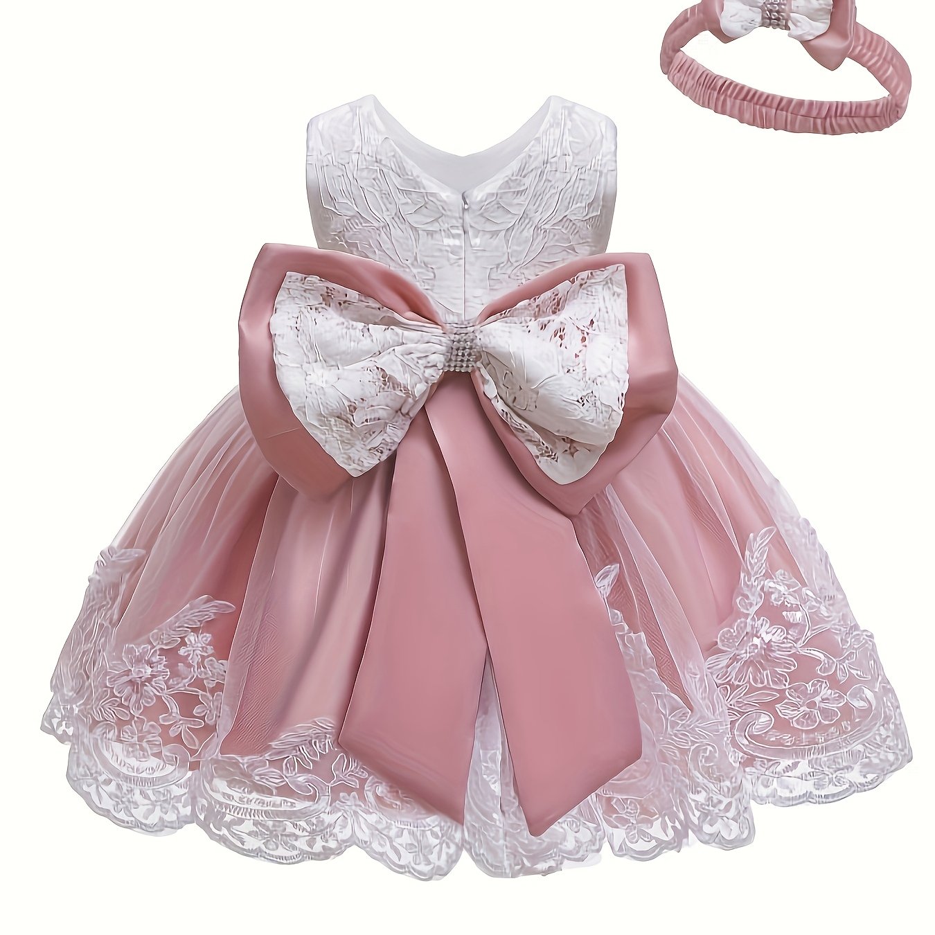Baby One Year Old Children's Dress Full Moon Baptism Dress Lace Girl's Puffy Princess Dress