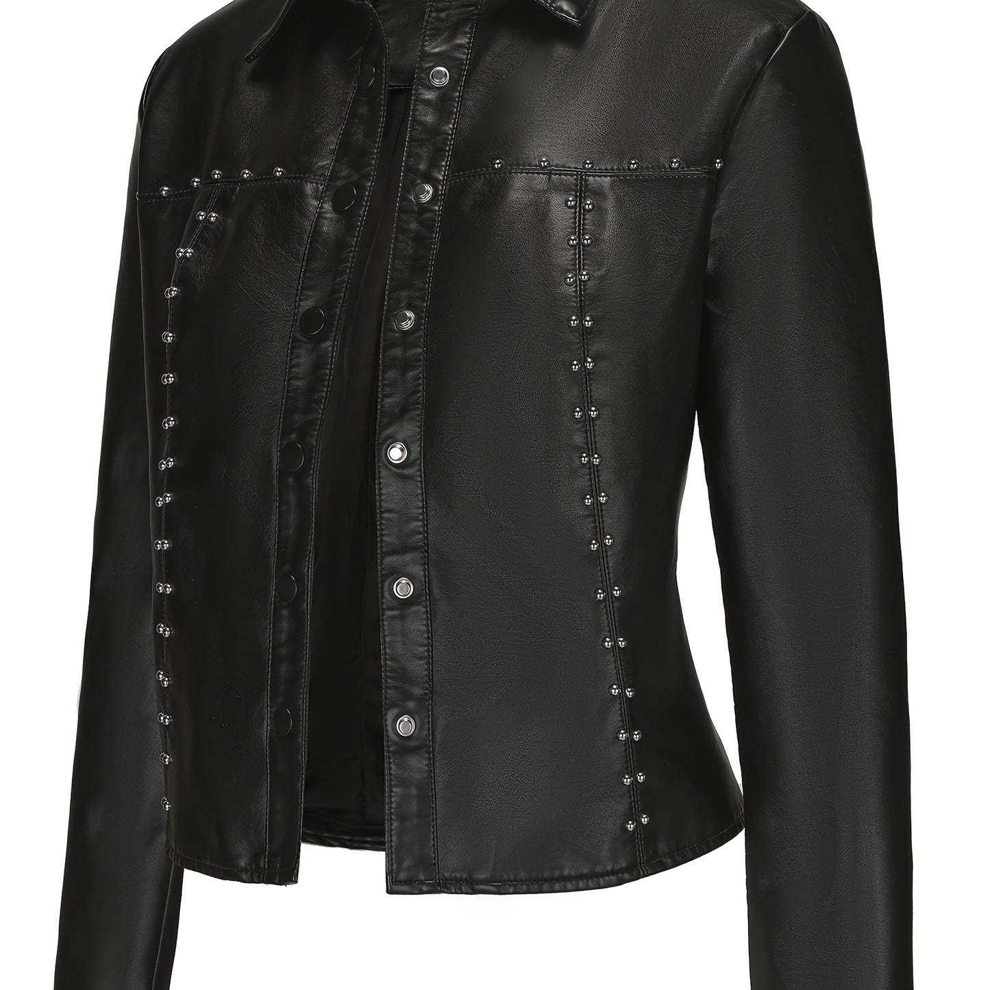 Women's Elegant White Rivet-Studded Jacket - Lightweight High Quality Machine-Washable Long Sleeve Cardigan with Turn- Collar, Regular Fit for All-Season Casual & Formal Wear, Lightweight Cardigan