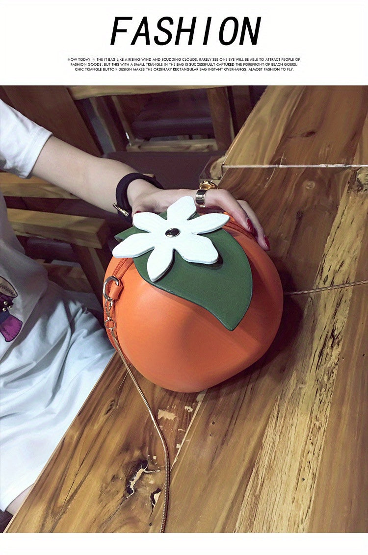Adorable Orange Fruit Shape Crossbody Bag - Quirky PU Leather Chain Shoulder Bag with Adjustable Strap, Small Purse and Handbag for Women, Perfect for Casual Daily Use, Travel, and Outdoor Activities