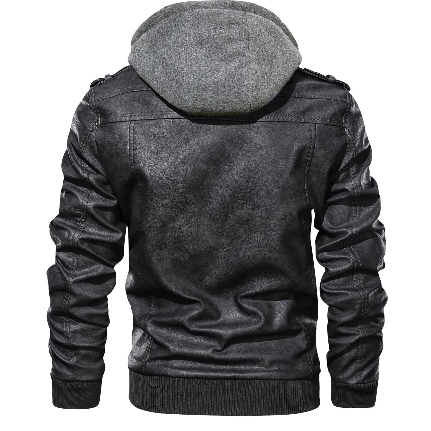 Men's Leather Jackets, Faux Leather Jacket For Men Lapel Zip-Up Slim Fit Coat