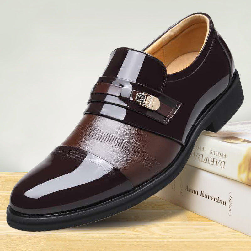 Men's Low-Top Formal PU Leather Shoes – Classic Dress Shoes with Rubber Sole