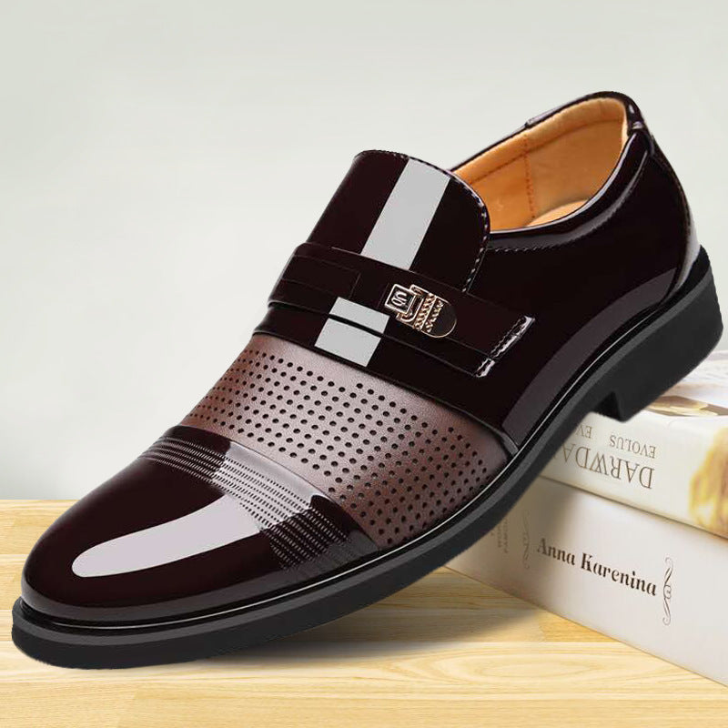 Men's Low-Top Formal PU Leather Shoes – Classic Dress Shoes with Rubber Sole