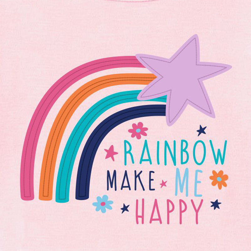 Children's Clothing Autumn New Girl Suit Rainbow Embroidery Hit Color Long-sleeved Children's Suit