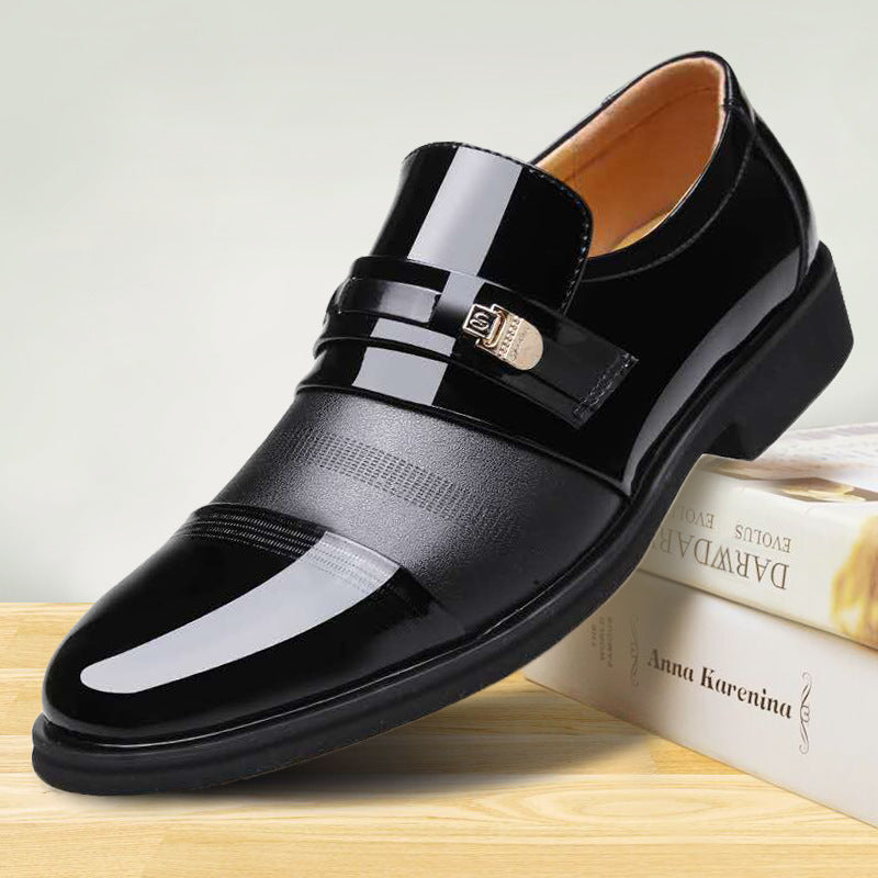 Men's Low-Top Formal PU Leather Shoes – Classic Dress Shoes with Rubber Sole