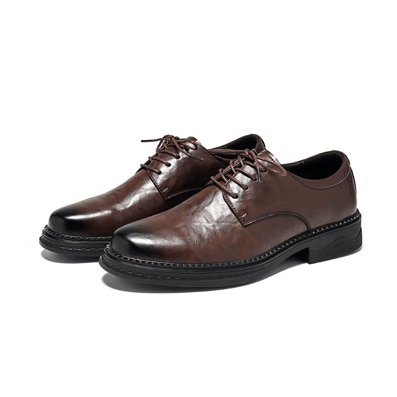Men's Breathable Leather Shoes Black Soft Leather Soft Bottom Spring And Autumn Best Man Men's Business Formal Wear Casual Shoe
