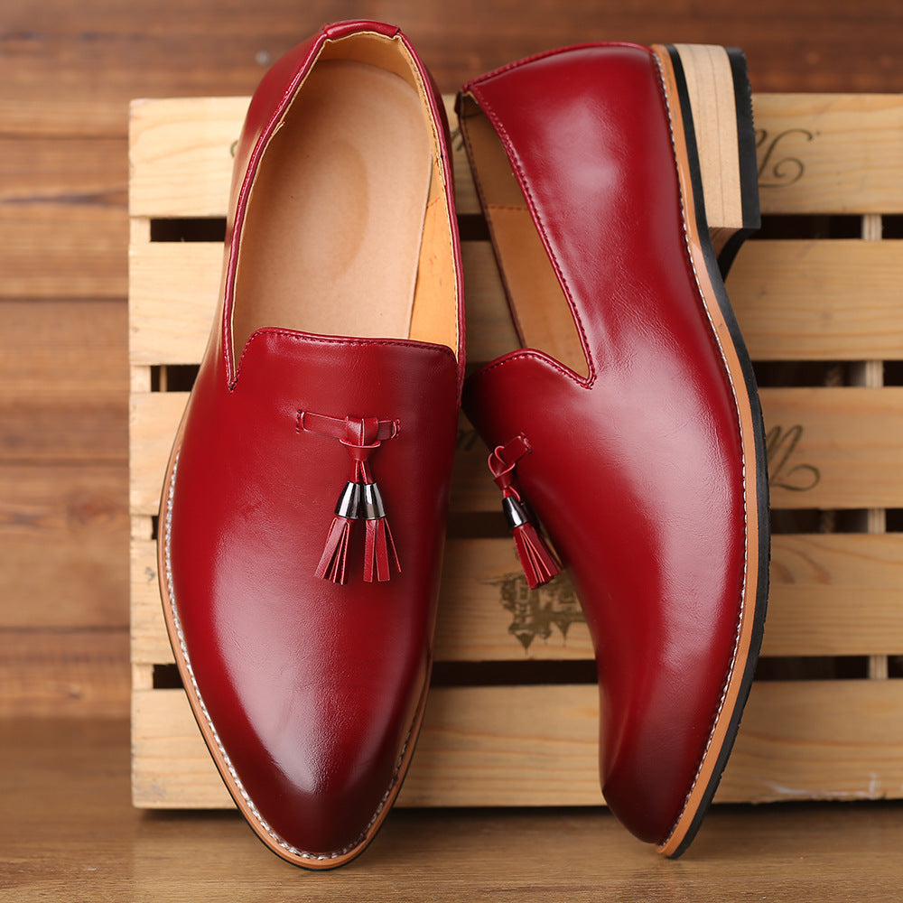 Men's England Style Pointed Toe Leather Shoes – Waterproof Heightened | Sizes 38–46