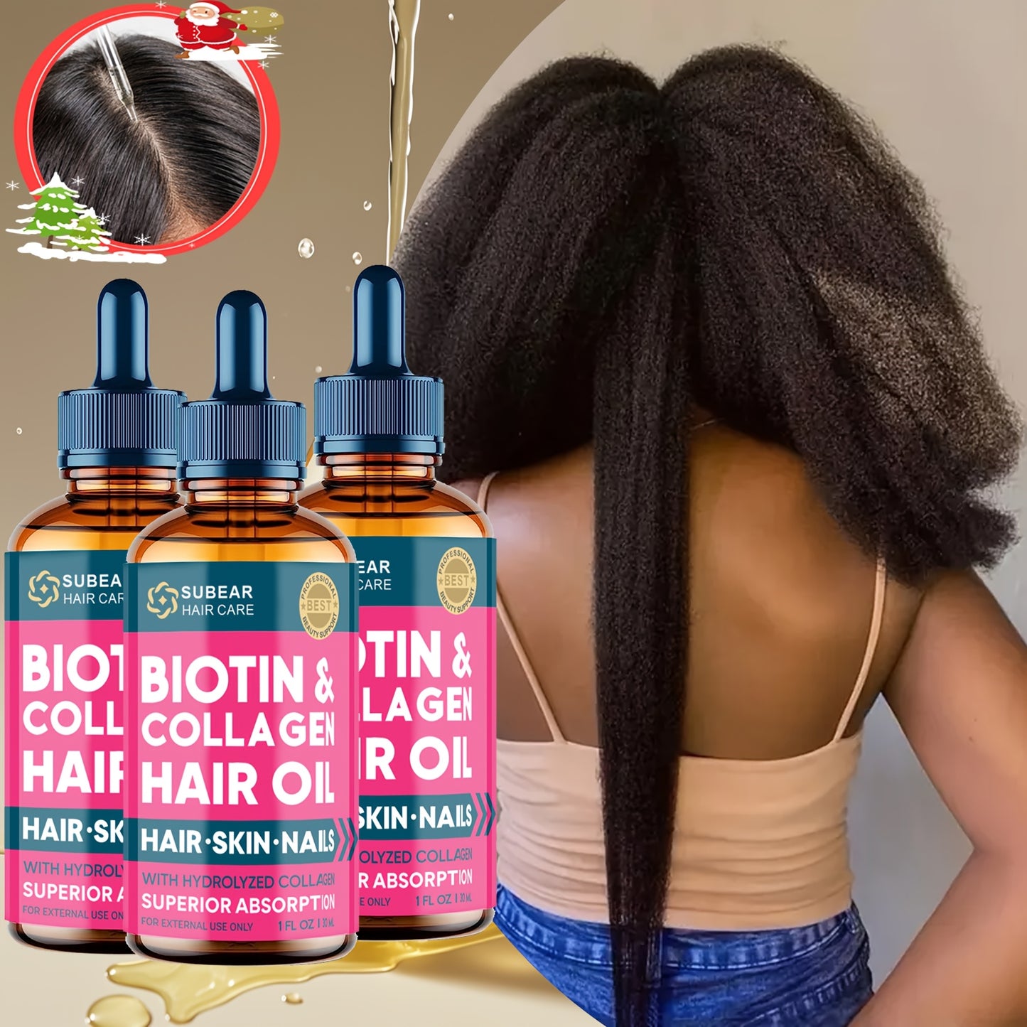 1/3pcs Biotin Hair Care Essence Oil - Hair Care Essence Oil Contain Biotin & Collagen, for Frizzy & Damaged Hair, Make Thin Hair Look Thicker, Ideal Gift for Men & Women