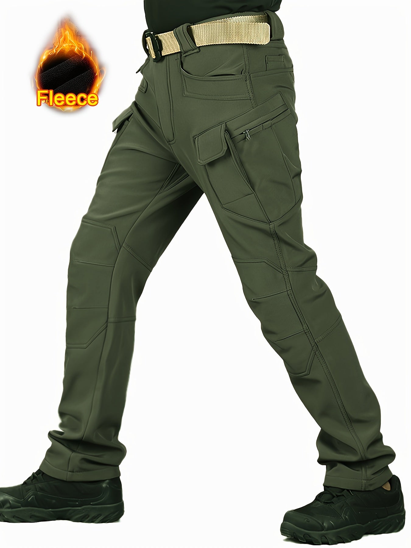 Men's 2pcs Fleece-Lined Hooded Jacket & Pants Set - Windproof Softshell Winter Clothing, Full-Zip Mummy-Like Zipper, Multi-Pocket Shell (Grey/Black) for Skiing, Hiking, Snow Sports - Thermal Outfit, Mens Clothes, Workwear For