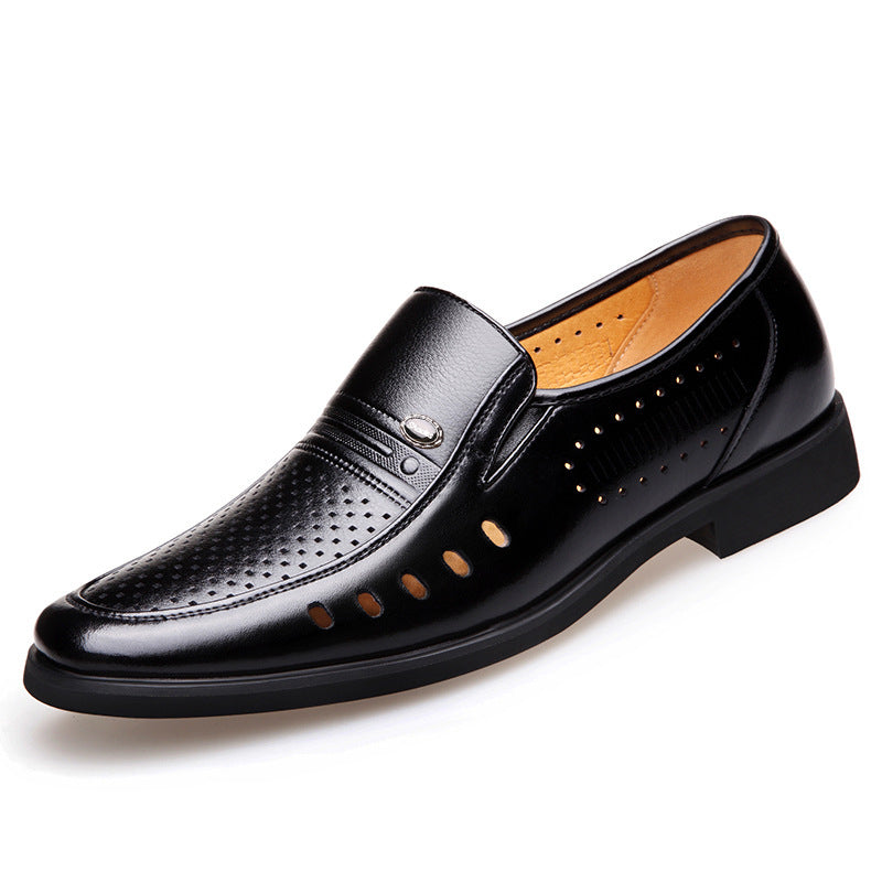 Men's Breathable Leather Shoes Black Soft Leather Soft Bottom Spring And Autumn Best Man Men's Business Formal Wear Casual Shoe