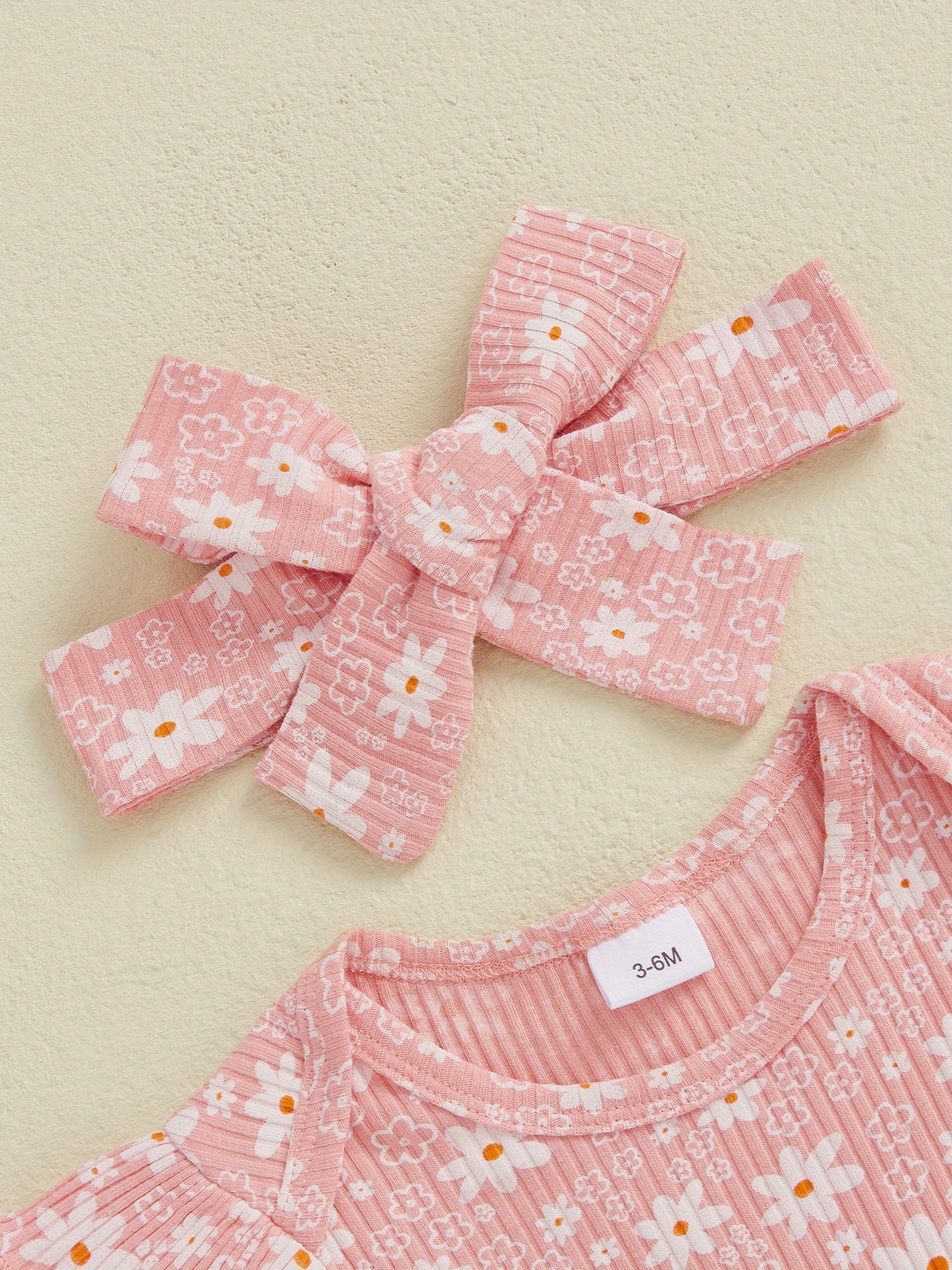 Baby Girl Summer Outfits Floral Print Crew Neck Short Sleeve Romper Shorts Headband 3pcs Clothes Set