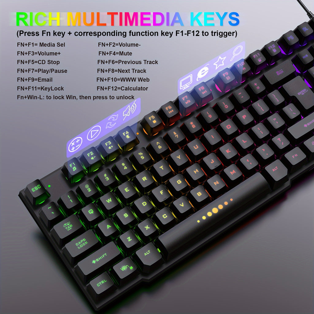 All-in-one Combo for PC Gamers: Wired Gaming Keyboard and Mouse, Headset, Mouse Pad for Xbox and PS4 Users