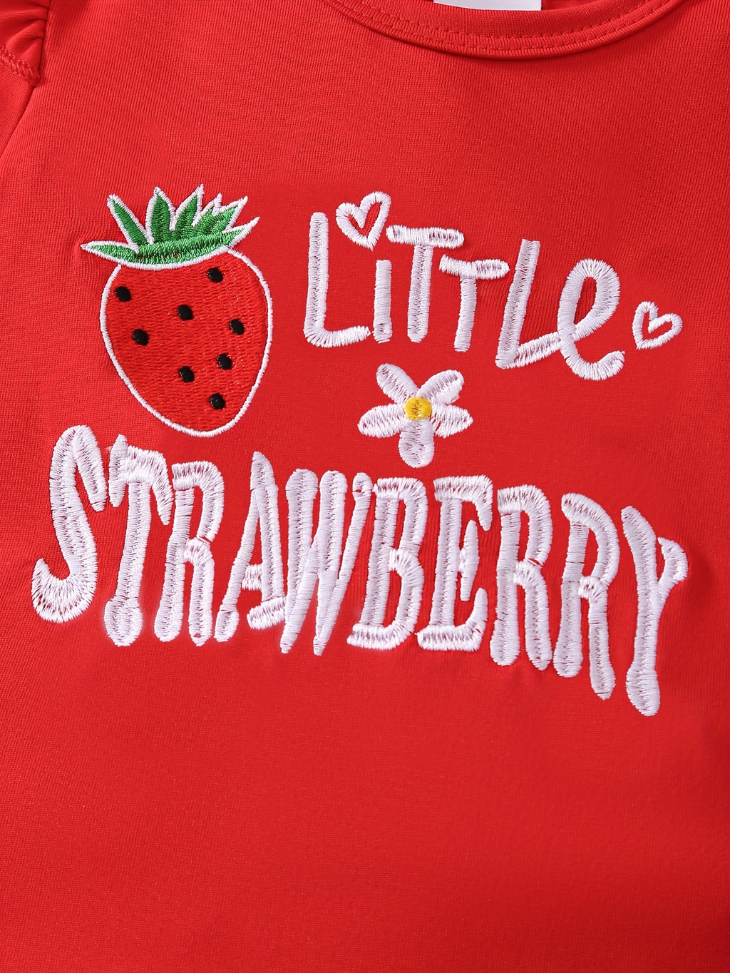 3pcs Baby Girl Summer Short Sleeved Strawberry Letter Jumpsuit&bow Full Print Trumpet Pants&headband Cute Three Piece Baby Girl, Perfect for Outdoor