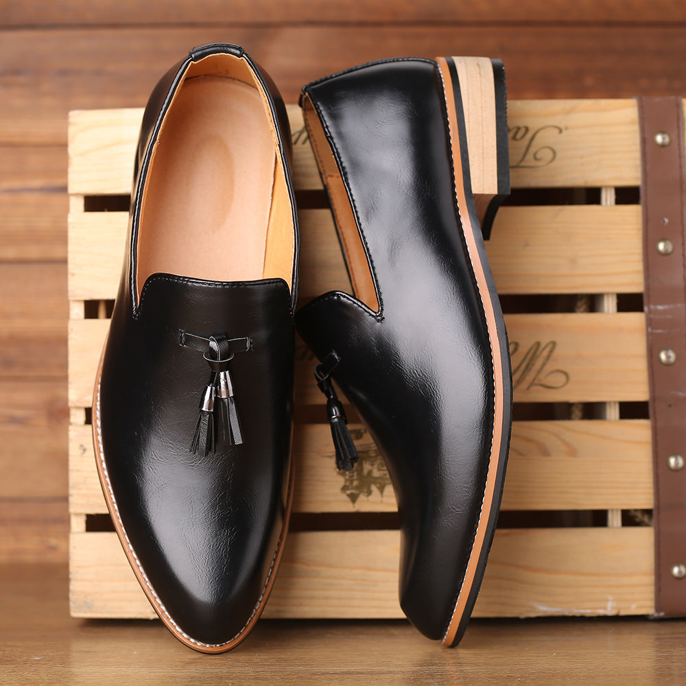 Men's England Style Pointed Toe Leather Shoes – Waterproof Heightened | Sizes 38–46