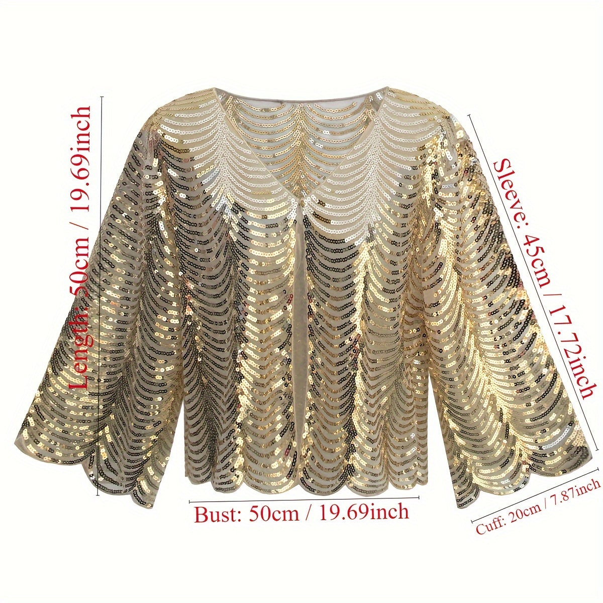 [Sequined Qipao Cardigan] Sequined Long-sleeved Jacket - Women's Qipao Cardigan with Hollowed-out Embroidery Lace Shawl Sunscreen Cover-up