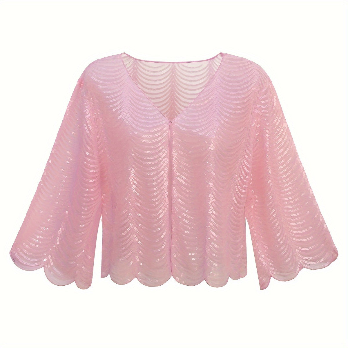 [Sequined Qipao Cardigan] Sequined Long-sleeved Jacket - Women's Qipao Cardigan with Hollowed-out Embroidery Lace Shawl Sunscreen Cover-up