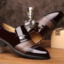 Men's Patent Leather Business Casual Shoes – Breathable Rubber Sole | US 5.5–12.5