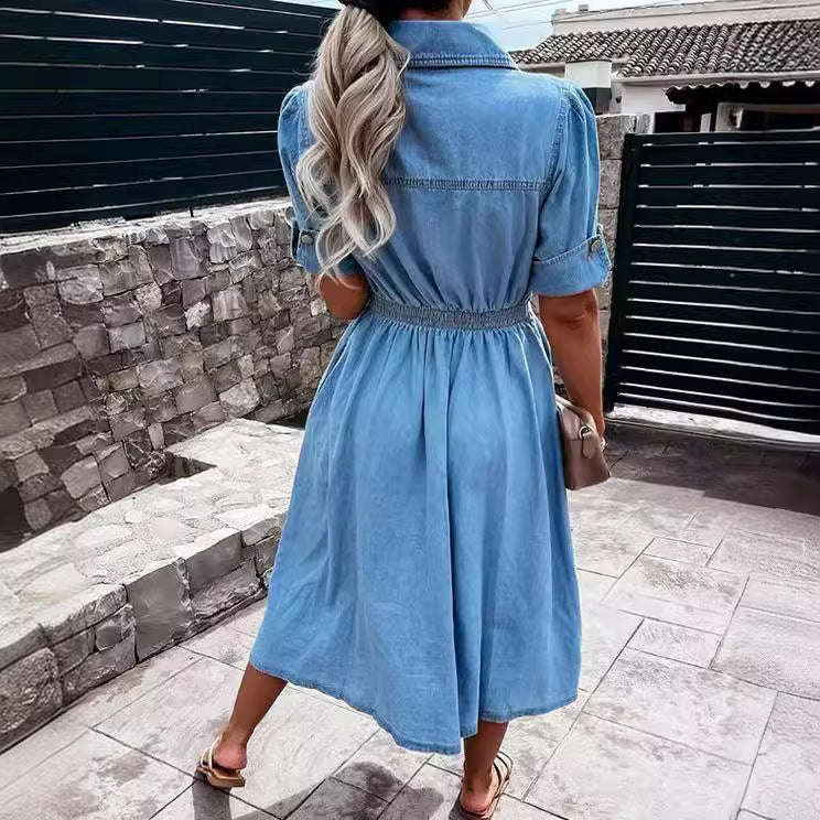 Women's Single-breasted Lapel Dress Summer