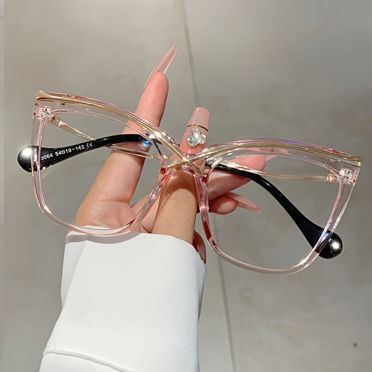 Fashionable Large Cat Eye Clear Lens Glasses for Women - Perfect for Computer Use and Decorative Purposes