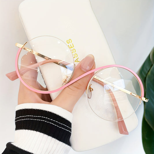Blue Light Blocking Glasses Large Round Metal Frame Clear Lens Computer Glasses Optical Spectacles For Women Men