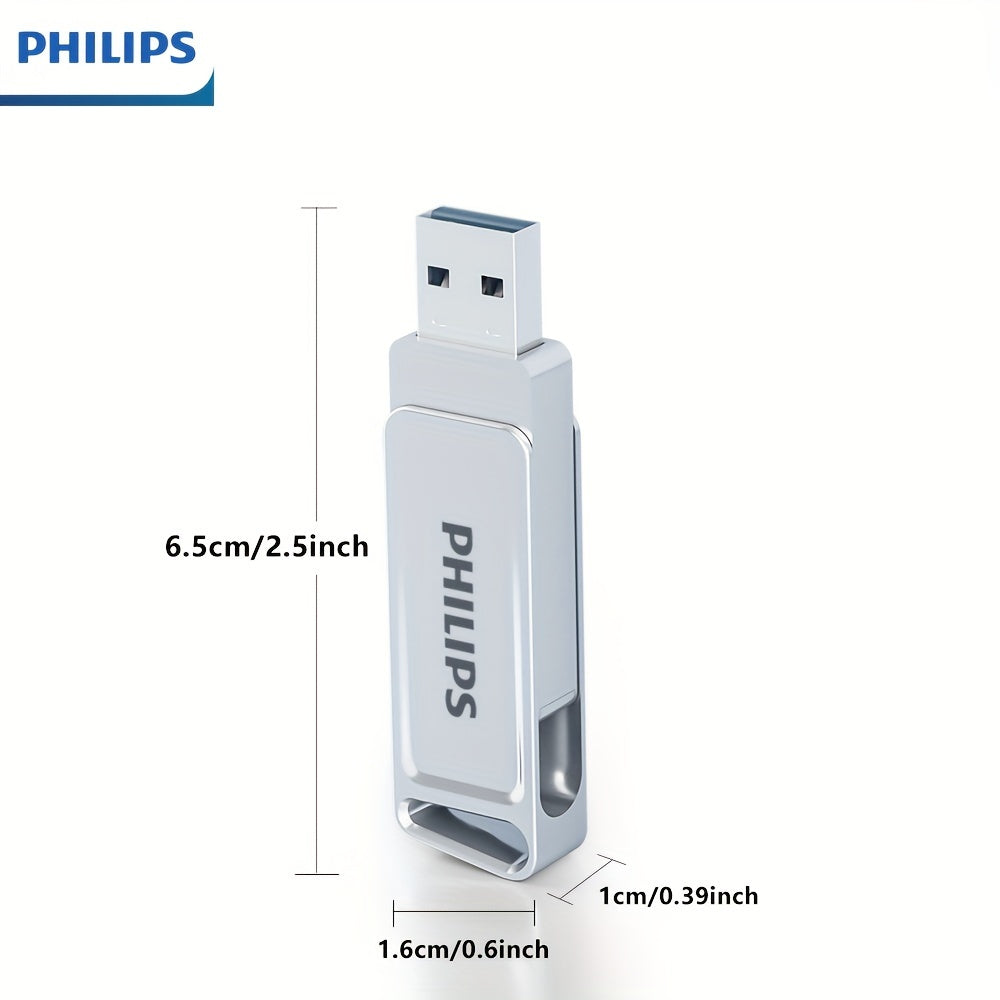 [PHILIPS Dual Flash Drive] PHILIPS 2-in-1 USB 3.2 Type-C Dual Flash Drive - Speed Up to 150MB/s, Metal, 32 GB, 64 GB, 128 GB, 256 GB - for USB-C Android Phones, iPhone 15, MacBook, iPad, Computers, etc