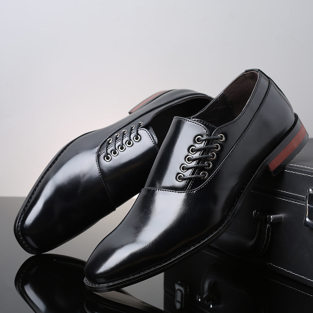 Men's PU Leather Business Dress Shoes – Breathable Formal Footwear, Extended Sizes 38–48