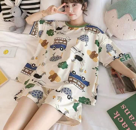Loose Summer Girl Strawberry Homewear Suit