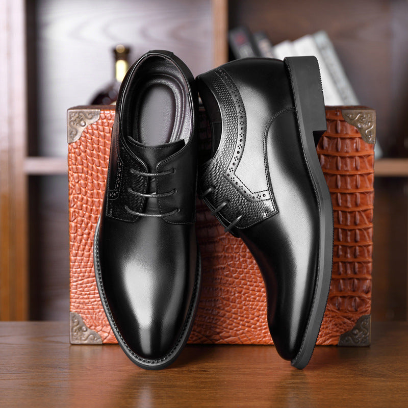 Men's Breathable Leather Shoes Black Soft Leather Soft Bottom Spring And Autumn Best Man Men's Business Formal Wear Casual Shoe