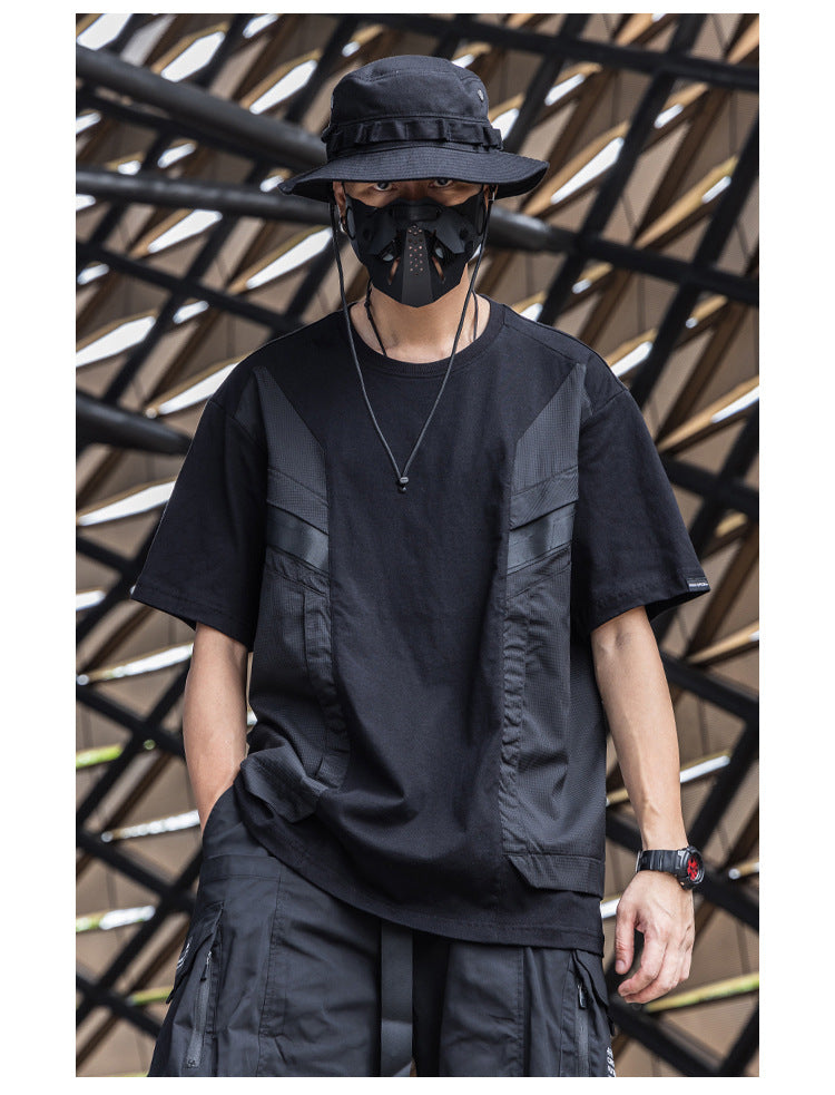 Summer Outdoor Patchwork Pocket Breathable Short-sleeved T-shirt