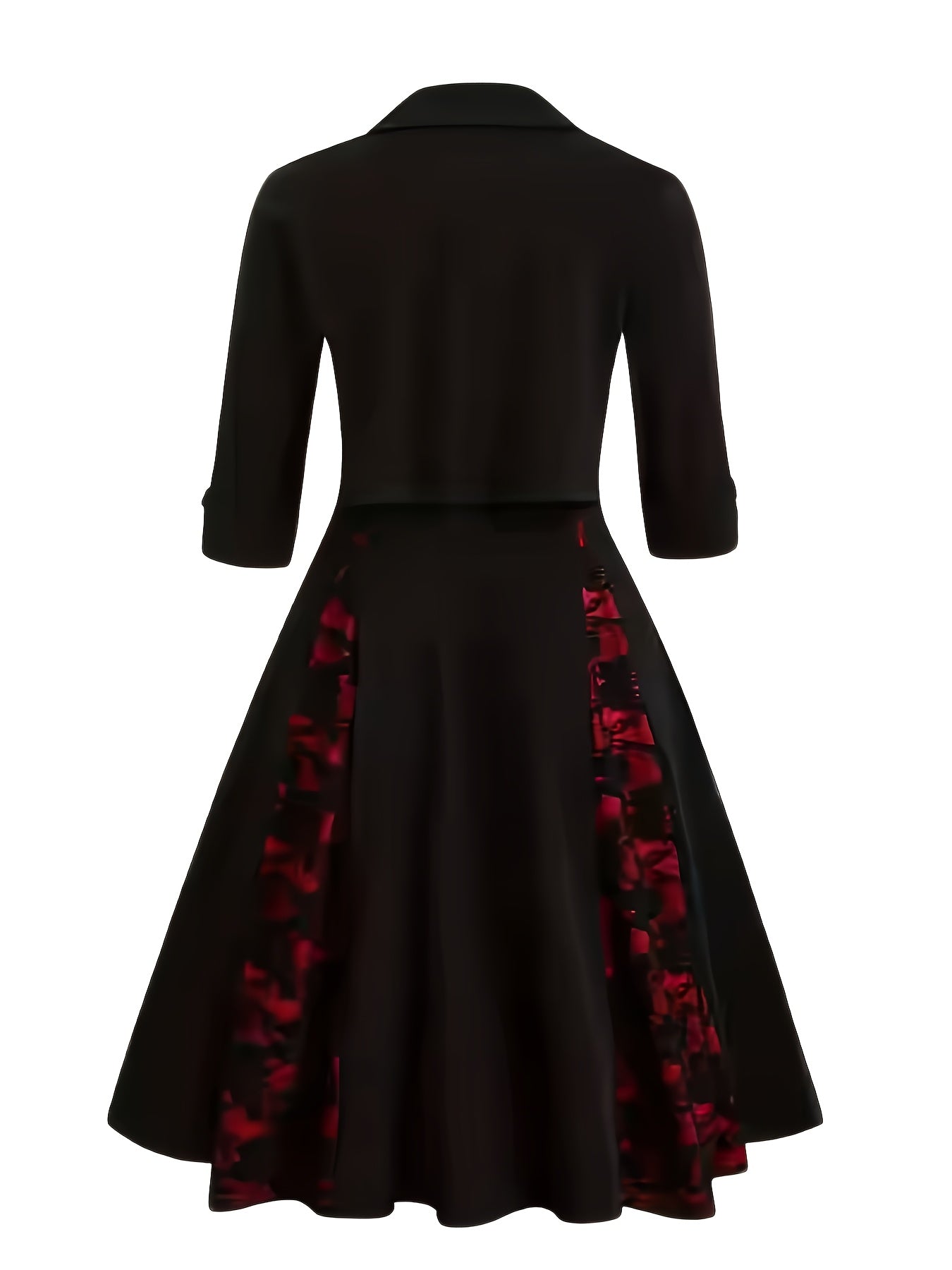 [Rose Lace Dress] Two-Piece Women's Elegant Evening Dress | Casual Rose Lace Flower V-Neck Sleeveless Floral Lace Vintage Dress and Short Jacket