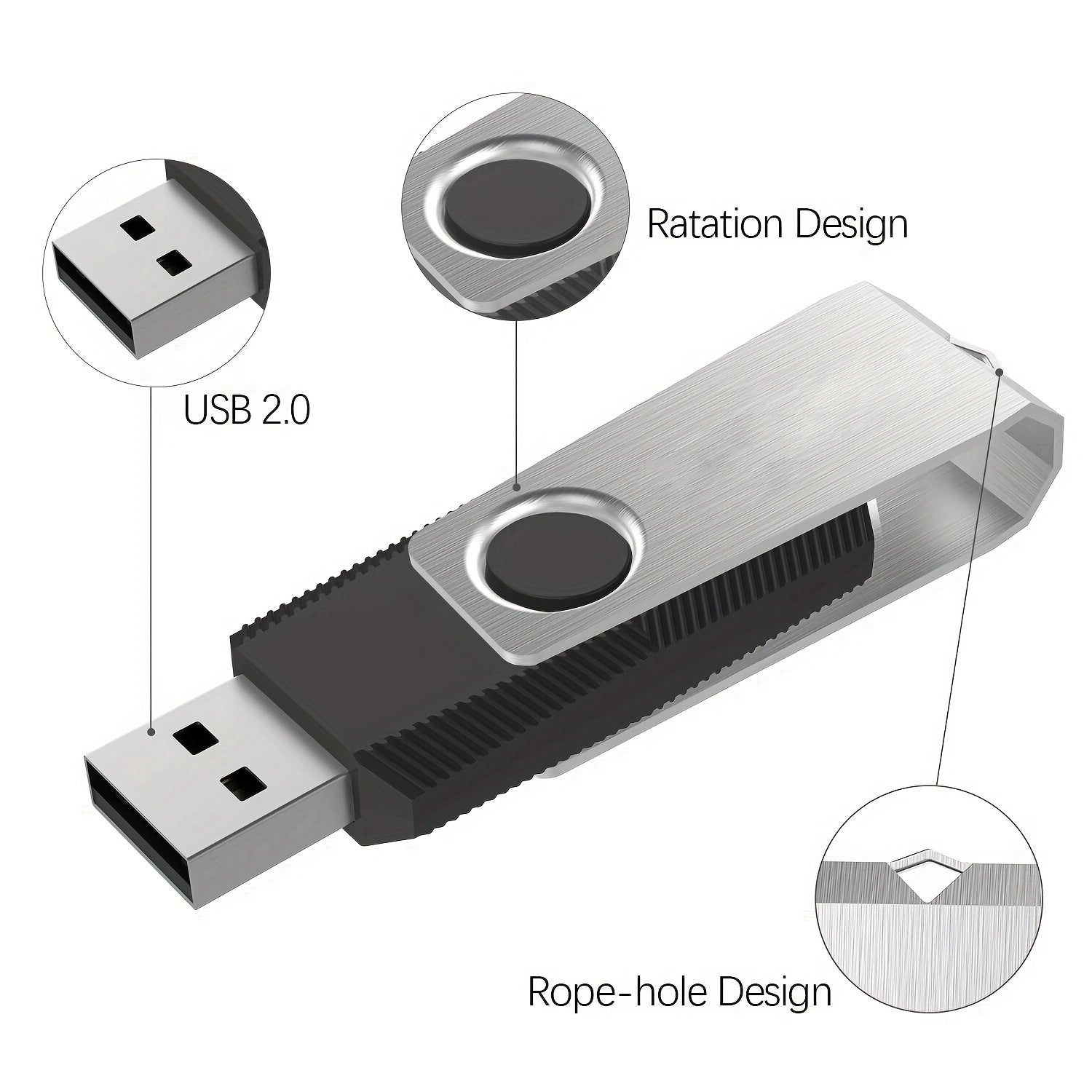 2pcs Aiibe USB 2.0 Flash Drives with LED Light - High-Speed Portable External Storage Sticks, 128GB/64GB/16GB/8GB Capacity Options for PC, MacBook, TV, Car