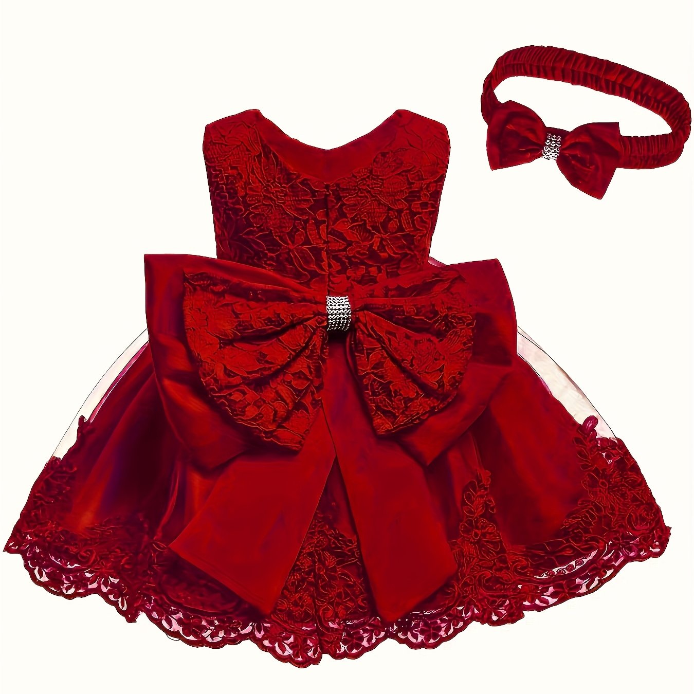 Baby One Year Old Children's Dress Full Moon Baptism Dress Lace Girl's Puffy Princess Dress