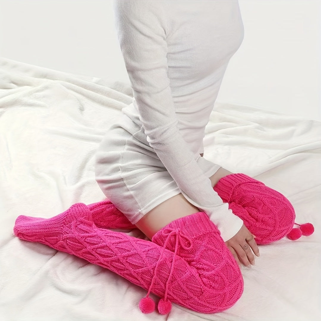 [Soft Knee Socks] Soft and Comfortable Over the Knee Socks - Medium Tube, Diamond Check Pattern, Long Knitted Thigh Socks - Suitable for Matching Skirts, Jeans, Boots, Ideal Gift for Mother's Day, Birthday Gift for Women