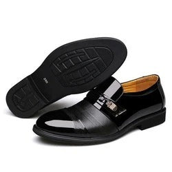 Men's Patent Leather Business Casual Shoes – Breathable Rubber Sole | US 5.5–12.5