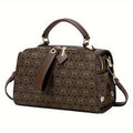 Luxury Letter Print Handbag For Women, Fashion Boston Crossbody Bag, Classic Cylinder Shoulder Bag Purse