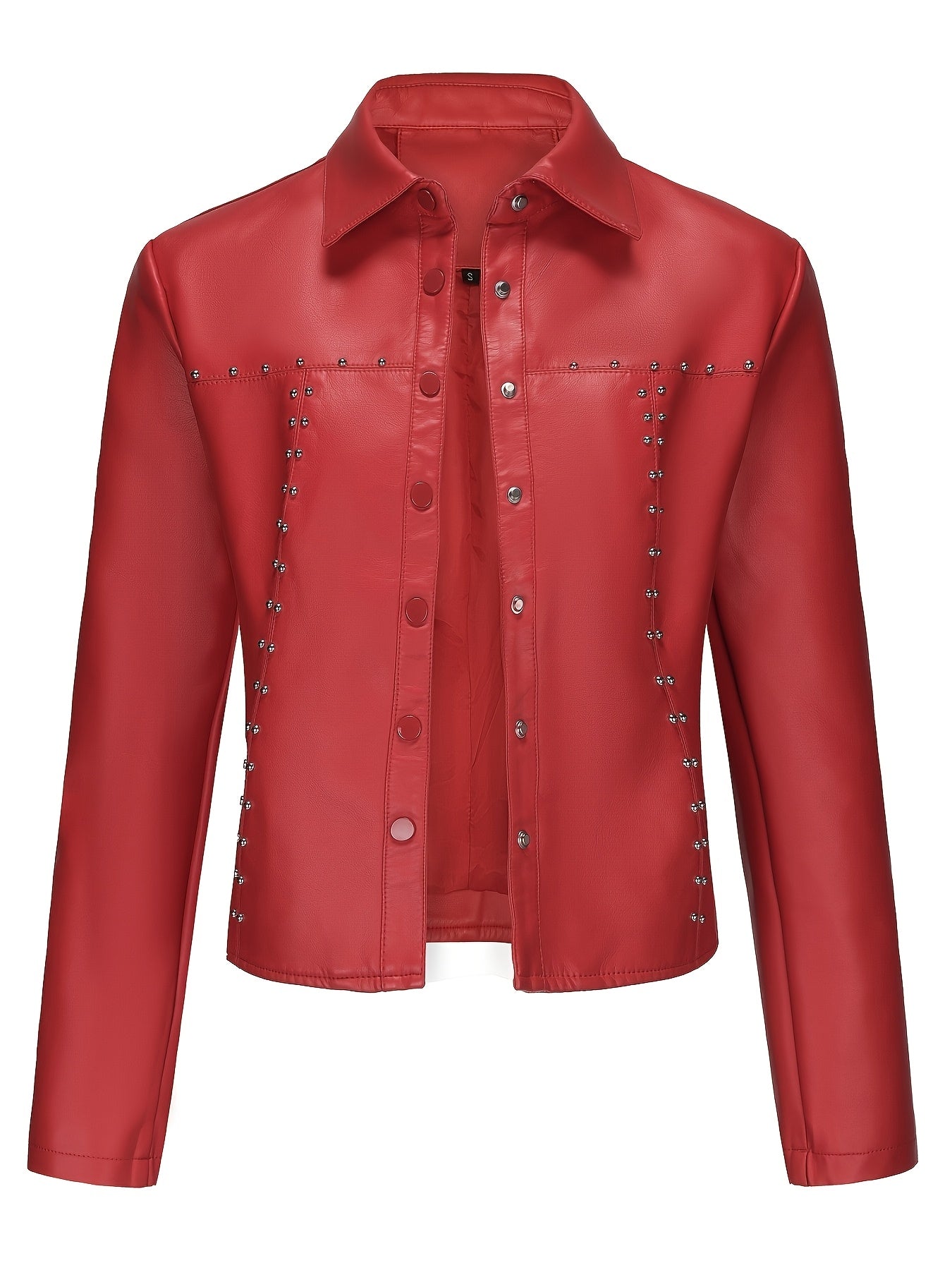 Women's Elegant White Rivet-Studded Jacket - Lightweight High Quality Machine-Washable Long Sleeve Cardigan with Turn- Collar, Regular Fit for All-Season Casual & Formal Wear, Lightweight Cardigan