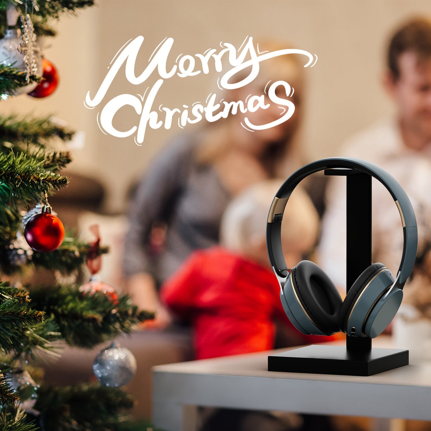 [Wireless | Heavy Bass] Wireless 5.3 Heavy Bass Stereo Foldable Headphones | Mic, FM Radio, 3.5mm AUX Cable, Soft Ear Pads, Portable Design for Travel, Home, Office, and Calls | Elegant Sound Engineering, Metallic Accents