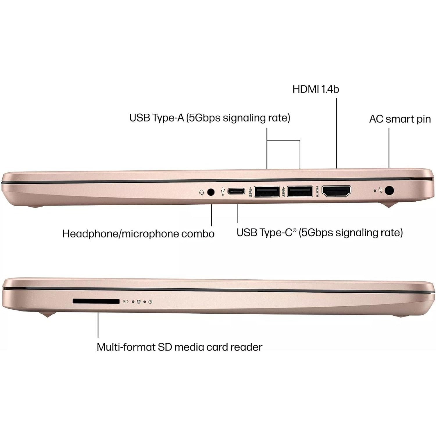HP Stream 14-inch Business Laptop, Intel Celeron N4120, 4GB RAM, 384GB Storage (128GB eMMC and 256GB SD Card), Windows 11 Home in S Mode, Rosegolden
